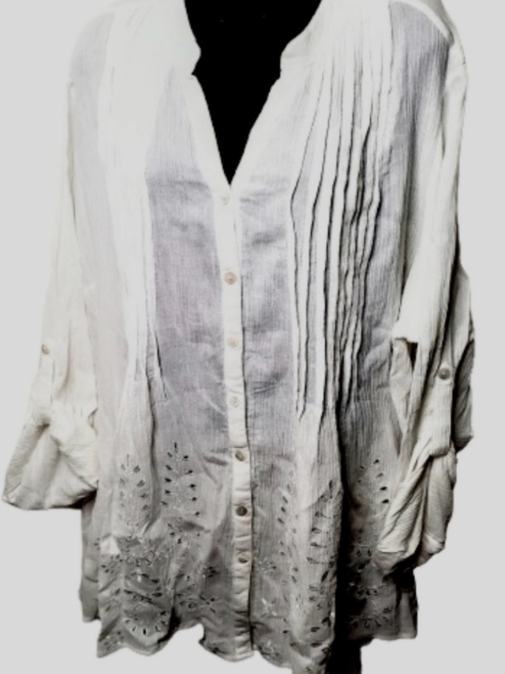Soft Surroundings White Longsleeve Lace Bohemian Lagenlook Tunic 1X